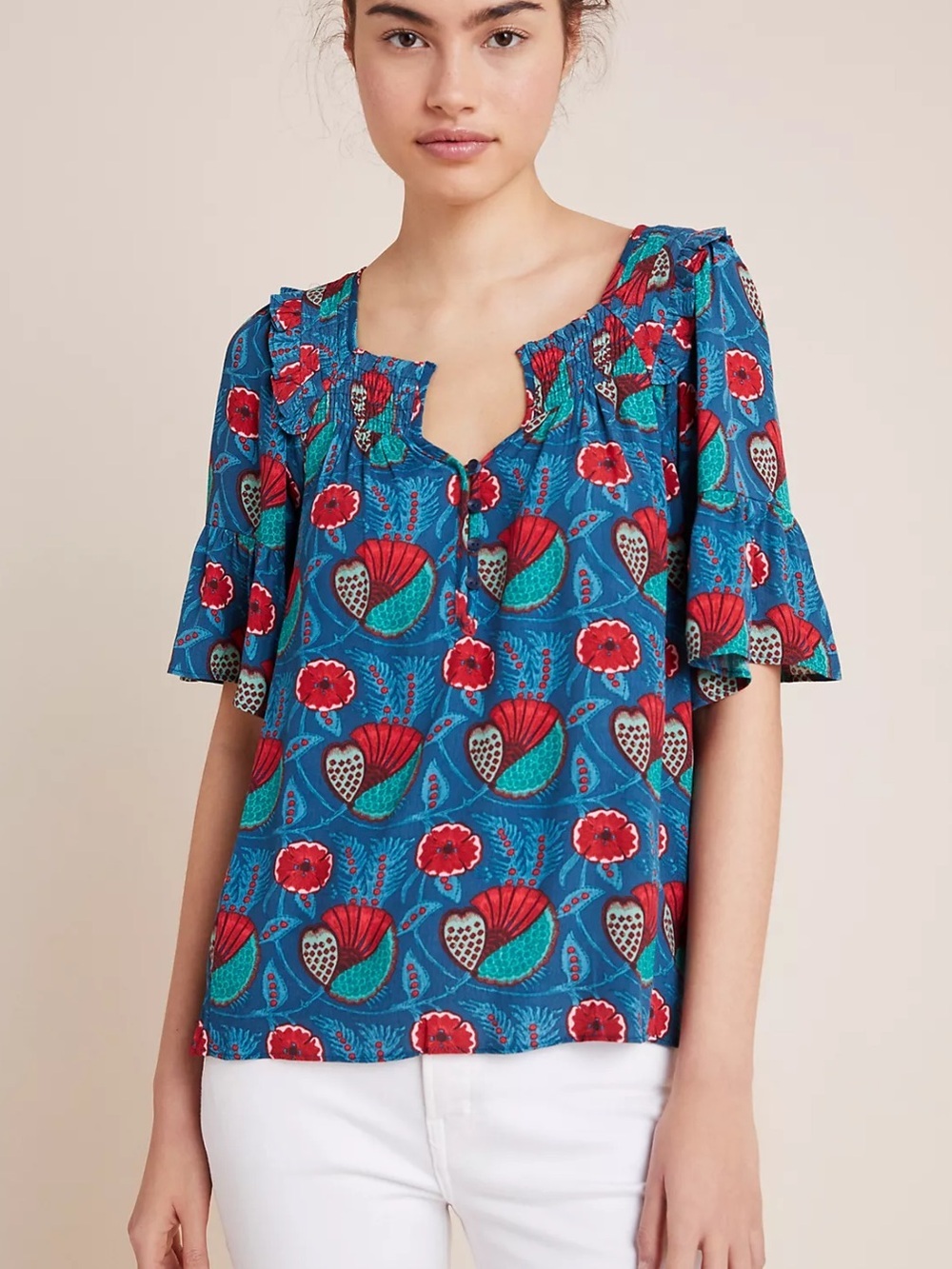 Anthropologie Maeve NEW Letitia Smocked Blouse